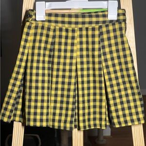 H&M Yellow and Black Plaid Pleated Skirt